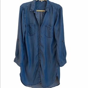 Joan Vass Denim Shirt Dress Large